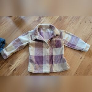 Rococo Sand Girls Lavender and Cream Plaid Fleece Jacket
